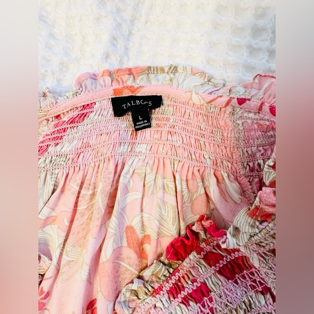 Talbots Women’s Multicolor Floral Print Top Shirt Size Large - Picture 7 of 10
